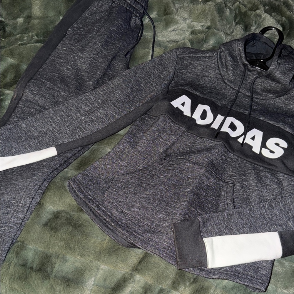 Adidas Charcoal Tracksuit with White Details
